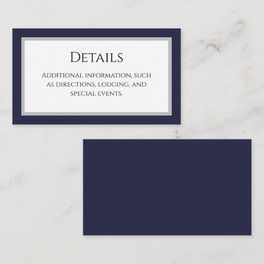 Klassieke Navy Blauwe Rand Details Envelopkaart Informatiekaartje (Voorkant / Achterkant)