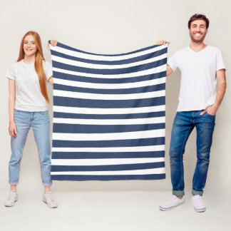 Klassieke Navy Blauwe Strepen | Tijdloze Zeevaarts Fleece Deken