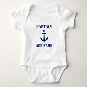 Klassieke Navy Blue Anchor & Baby Name/Rank Romper