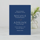 Klassieke Navy Blue Elegant Wedding Save the Date Folie Uitnodiging (Staand Voorkant)