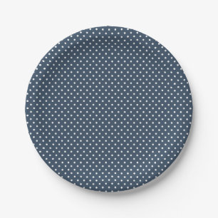 Klassieke Navy Blue en White Polka Dot Borden Papieren Bordje