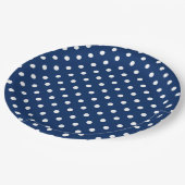 Klassieke Navy Blue en White Polka Dot Papieren Bordje (Gekanteld)