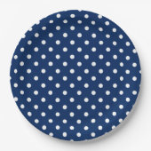 Klassieke Navy Blue en White Polka Dot Papieren Bordje (Voorkant)