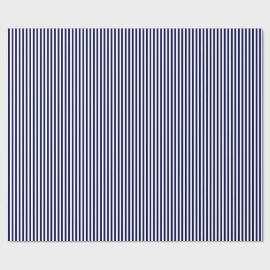 Klassieke Navy Blue en White Stripe Pattern Cadeaupapier (Vlak)