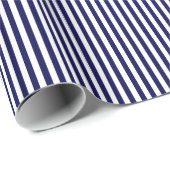 Klassieke Navy Blue en White Stripe Pattern Cadeaupapier (Rol Hoek)