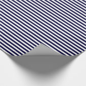 Klassieke Navy Blue en White Stripe Pattern Cadeaupapier (Hoek)