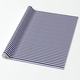 Klassieke Navy Blue en White Stripe Pattern Cadeaupapier
