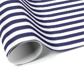 Klassieke Navy Blue en White Stripe Pattern Cadeaupapier (Rol Hoek)