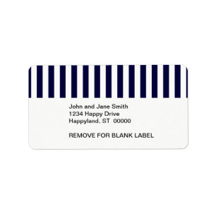Klassieke Navy Blue en White Stripe Pattern Etiket