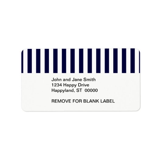 Klassieke Navy Blue en White Stripe Pattern Etiket (Voorkant)