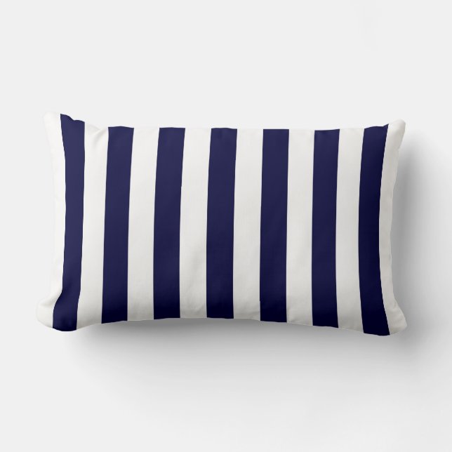 Klassieke Navy Blue en White Stripe Pattern Kussen (Voorkant)