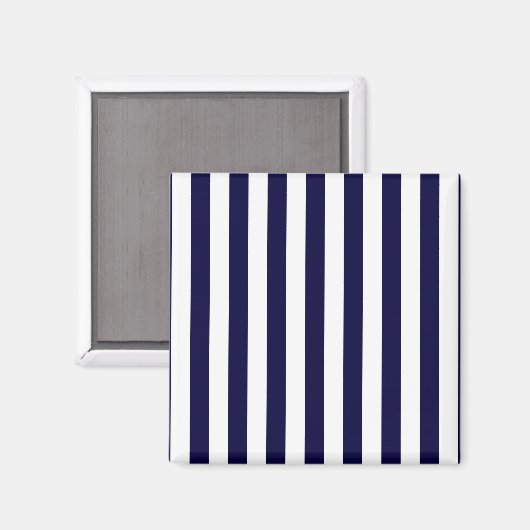 Klassieke Navy Blue en White Stripe Pattern Magneet (Voorkant / Achterkant)