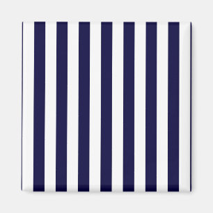 Klassieke Navy Blue en White Stripe Pattern Magneet