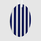 Klassieke Navy Blue en White Stripe Pattern Ornament (voorkant)