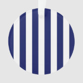 Klassieke Navy Blue en White Stripe Pattern Ornament (voorkant)