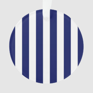Klassieke Navy Blue en White Stripe Pattern Ornament