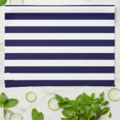 Klassieke Navy Blue en White Stripe Pattern Theedoek (Gevouwen)