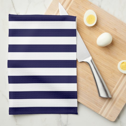 Klassieke Navy Blue en White Stripe Pattern Theedoek (Quarter Fold)
