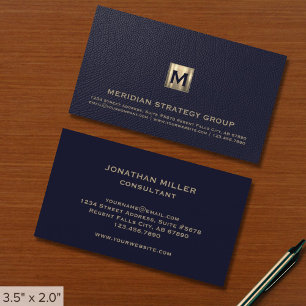 Klassieke Navy Blue Gold Monogram Visitekaartje