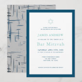 Klassieke Navy Blue & Grey Bar Mitswa Kaart (Voorkant / Achterkant)