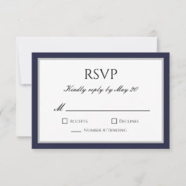 Klassieke Navy Blue Grijze Rand RSVP-reactiekaart RSVP Kaartje