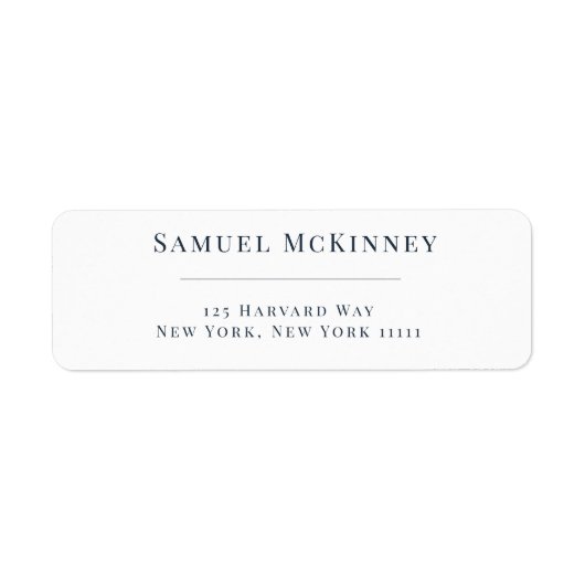 Klassieke Navy Blue Minimalist Return Label (Voorkant)
