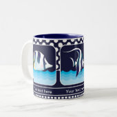 Klassieke Navy Blue Nautical Photo Mok (Voorkant links)