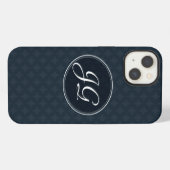 Klassieke Navy Blue Pattern Aangepast monogram 6 iPhone Hoesje (Achterkant horizontaal)