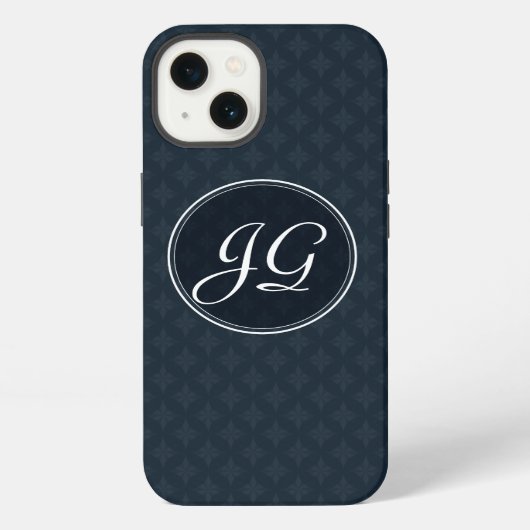 Klassieke Navy Blue Pattern Aangepast monogram 6 iPhone Hoesje (Achterkant)
