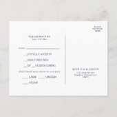 Klassieke Navy Blue Silver Menu Keuze RSVP-Briefka (Achterkant)