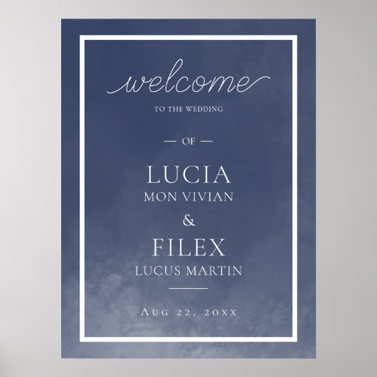 Klassieke Navy Blue Smoke Wedding Welkom Poster (Voorkant)
