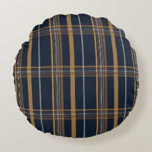 Klassieke Navy Camel Plaid Esthetiek Rond Kussen