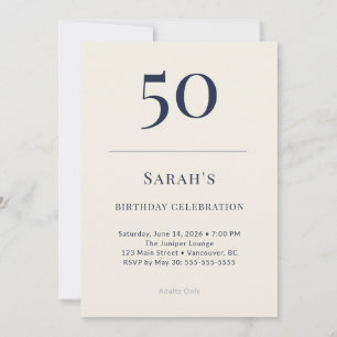 Klassieke Navy & Cream 50e verjaardagsviering Kaart