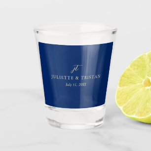 Klassieke Navy en Crème Elegante Trouw Shot Glas