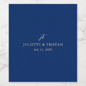 Klassieke Navy en Crème Elegante Trouw Wijn Etiket (Enkel label)