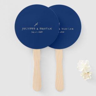 Klassieke Navy en Crème Elegante Trouwdag Handwaaier