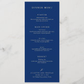 Klassieke Navy en Crème Elegante Trouwdag Menu (Voorkant)