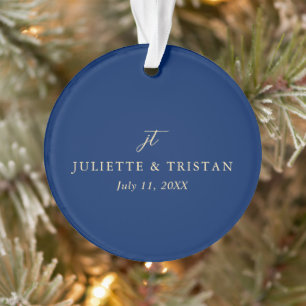 Klassieke Navy en Crème Elegante Trouwdag Ornament