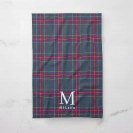 Klassieke Navy en Rode Schotse Plaid Kerstmis Theedoek