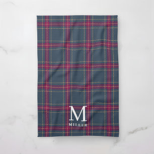 Klassieke Navy en Rode Schotse Plaid Kerstmis Theedoek
