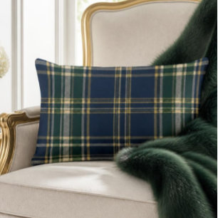 Klassieke Navy & Forest Groen Tartan Plaid Kussen