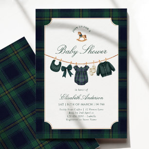 Klassieke Navy Groene Kleding Baby Shower Kaart