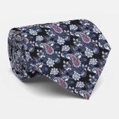 Klassieke Navy Paarse Paisley Stropdas (Opgerold)