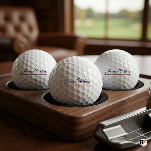 Klassieke Navy Script Naam & Rode Lijn Gepersonali Golfballen