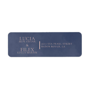 Klassieke Navy Smoke Blue Wedding Return Adres Etiket