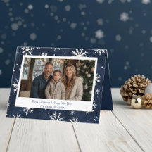 Klassieke Navy Snowflake Kerstfoto