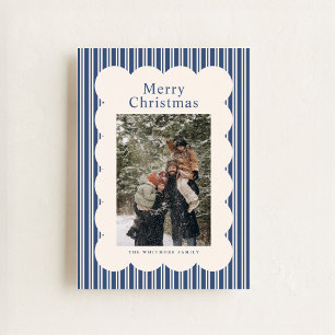 Klassieke Navy Streep Foto Kerstkaart
