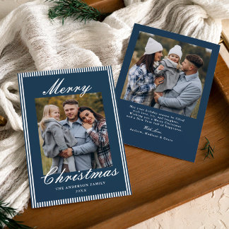 Klassieke Navy Strepen Oude Geld Kerst Foto Feestdagenkaart