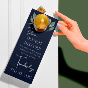 Klassieke Navy & Watercolor Groene Trouw Nacht Deurhanger