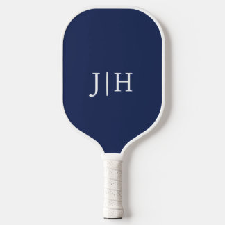 Klassieke Navy/Wit Eenvoudig Monogram Minimalist Pickleball Paddle